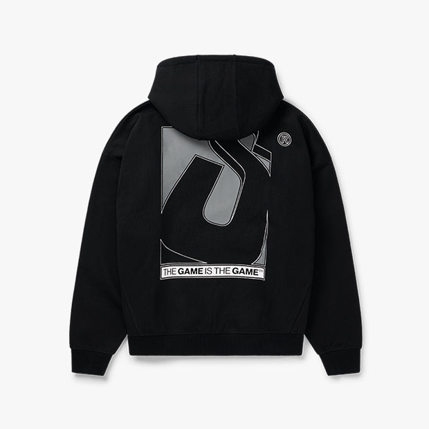 Initial Box Zip Hoodie [Black]